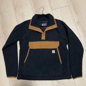 Carhartt Black Sherpa Pullover with Brown Trim
